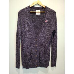 Y2K Unisex Hollister Dark Academia V Neck Pockets Cardigan Sweater Preppy Sz S